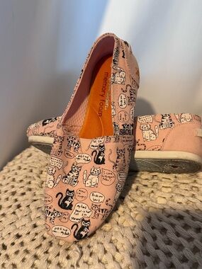 BOBS from Skechers Pink Cat Print Slip-Ons with Memory Foam
